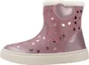 A single pink boot with silver heart accents and white fur trim is shown against a white background. Produktbild-Vorschau