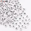Buchstaben Perlen, 30 Stück, 4x7 mm, weiß mit schwarz, Produktbild-Vorschau 4