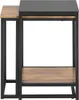 Seitenansicht der stapelbaren Tische SoBuy FBT99-F mit Holzregal und Metallrahmen Podgląd zdjęcia produktu