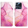 A Tecno Spark 8 phone case with a marble-like pink and purple design, shown open. Produktbild-Vorschau