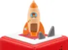 A toy rocket ship on a red base with gray fins. Produktbild-Vorschau