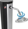 A close-up of a modern outdoor shower with a shower head and a warning symbol. Náhled obrázku produktu
