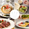 A collage of four images showing plastic forks being used with different foods, including cake, pasta, steak, and waffles. Produktbild-Vorschau