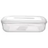 A clear plastic food storage container with a lid, shown from the front on a white background. Anteprima dell’immagine prodotto
