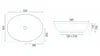 Technical drawings of an oval sink with dimensions. Produktbild-Vorschau