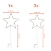 Diagrams showing the dimensions of two different star-shaped garden stakes. Produktbild-Vorschau