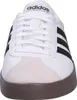 A close-up, front-facing view of a white Adidas sneaker with black stripes. Anteprima dell’immagine prodotto
