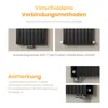 Marketing image showing different connection methods for a radiator. Voir les images du produit