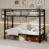 Etagenbett 90 x 190 cm Metallbett in Schwarz, mit Leiter Produktbild-Vorschau 8