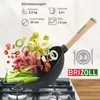 Wok Bratpfanne Ø24 cm 2,2 L aus Gusseisen mit Holzgriff Produktbild-Vorschau 7
