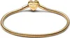 A close-up studio shot of a gold-colored bracelet with a heart-shaped clasp. Produktbild-Vorschau