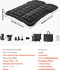 An inflatable car mattress with its accessories laid out below, along with dimensions and product details. Produktbild-Vorschau