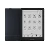 A black e-reader device is shown from the front and side, displaying its screen with various app icons. Produktbild-Vorschau