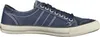 A side view of a single blue sneaker against a white background. Voir les images du produit