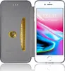 A flip case for a smartphone, showing the inside with a card slot and a credit card, next to the smartphone itself. Produktbild-Vorschau