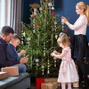 A family decorates a Christmas tree with ornaments. Náhľad obrázku produktu