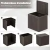 A collage showing the assembly steps and the final product of a brown storage box. Anteprima dell’immagine prodotto