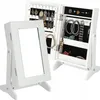 A white jewelry box with a mirror is open, displaying various jewelry items inside. Produktbild-Vorschau