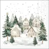 20 Servietten Snowy Houses - Weiße Winterhäuser im Wald Produktbild-Vorschau 1