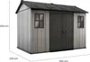 A Keter Oakland 1175SDSD garden shed is shown from the front-left with dimensions indicated. Produktbild-Vorschau