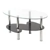 Oval Couchtisch aus Glas mit 2 Ebenen,Beistelltisch mit Produktbild-Vorschau 5