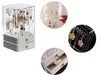 Collage of images showing a jewelry organizer box with various jewelry pieces. Voir les images du produit