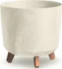 Cremefarbener Blumentopf mit Fuß GRACIA TUBUS BETON EFFECT Produktbild-Vorschau 1
