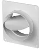 A white ventilation flange with a flap is shown against a white background. Produktbild-Vorschau