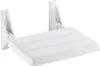 A white folding shower seat mounted on a white background. Produktbild-Vorschau