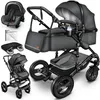 KIDUKU® 3 in 1 Kombi Kinderwagen Anthrazit/Schwarz Buggy Produktbild-Vorschau 1