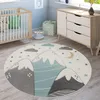 Kinderteppich Kinderzimmer Pastell Blau Grau Berg Mond Produktbild-Vorschau 1