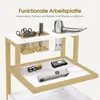 A multi-tiered trolley with various hair styling tools and grooming items displayed on its shelves. Produktbild-Vorschau