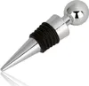 A silver bottle stopper with a black rubber seal and a spherical top, shown against a white background. Produktbild-Vorschau