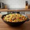 Gusseisen Wok 30 cm Asia Wokpfanne 4,7L Schmortopf Produktbild-Vorschau 4