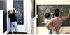 Two images showing a child and a father interacting with a chalkboard. Produktbild-Vorschau