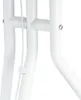A close-up view of the white metal frame of a TV stand, showing structural joints and a cable management clip. Voir les images du produit