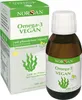A product shot of Norsan Omega-3 vegan liquid supplement in its packaging and bottle. Produktbild-Vorschau