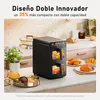 A kitchen counter with a double-chamber air fryer and various food items. Produktbild-Vorschau