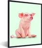 MuchoWow® Gerahmtes Poster Schwein - Rosa - Brille - Sockel Produktbild-Vorschau 1