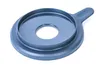 A gray plastic lid with a central hole and a handle is shown against a white background. Produktbild-Vorschau