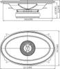 Technical drawing of a car speaker with dimensions. Produktbild-Vorschau