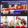 A collage showing a gift-wrapped product, people giving gifts, and a person in a Santa hat. Produktbild-Vorschau