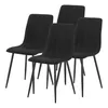 Four black dining chairs arranged in a group against a white background. Produktbild-Vorschau
