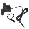 A black water pump with attached wires and cables is shown against a white background. Voir les images du produit