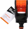 A close-up product shot of a black and orange tap adapter with a white tag attached. Voir les images du produit
