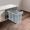 A pull-out trash can system with three compartments installed under a kitchen counter. Náhľad obrázku produktu