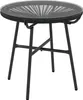A black rattan side table with a glass top, shown from a slightly elevated angle against a white background. Produktbild-Vorschau