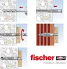 Diagrams illustrating the installation process of a fischer universal dowel. Anteprima dell’immagine prodotto