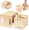 Tavolo e sedia multifunzionali in legno Montessori - mobili Anteprima dell’immagine prodotto 1