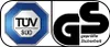 The image shows two certification logos: TÜV SÜD and GS "geprüfte Sicherheit". Voir les images du produit